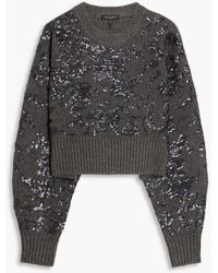 Rag & Bone - Liza Cropped Sequin-embellished Ribbed Wool-blend Sweater - Lyst