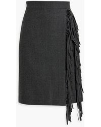 Brunello Cucinelli - Wrap-effect Fringed Wool-blend Felt Skirt - Lyst