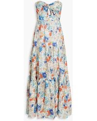 Zimmermann - Strapless Cutout Knotted Floral-print Linen Maxi Dress - Lyst