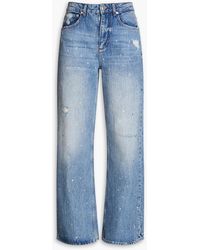 Maje - Pistar Distressed High-rise Wide-leg Jeans - Lyst