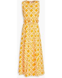 Diane von Furstenberg - Elliot Belted Printed Cotton And Linen-blend Midi Dress - Lyst