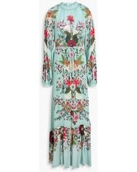 FARM Rio - Tiered Floral-Print Crepe De Chine Maxi Dress - Lyst