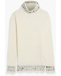 Marni - Embroidered Distressed Wool Turtleneck Sweater - Lyst