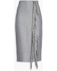 Brunello Cucinelli - Fringed Mélange Wool-blend Felt Mini Skirt - Lyst