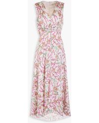 Saloni - Lea Printed Hammered Silk-satin Maxi Dress - Lyst