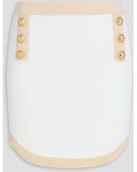 Balmain - Embellished Metallic Ribbed-Knit Mini Skirt - Lyst