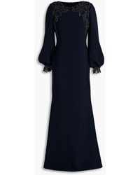 Badgley Mischka - Embellished Embroidered Crepe Gown - Lyst