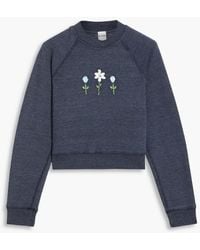 RE/DONE - Cropped Embroidered Cotton-fleece Sweatshirt - Lyst