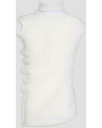 Victoria Beckham - Draped Ribbed Cotton-blend Turtleneck Top - Lyst