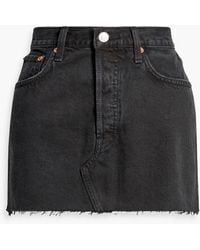 RE/DONE - 90s Frayed Denim Mini Skirt - Lyst