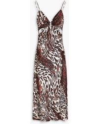 Jonathan Simkhai - Cutout Leopard-print Satin Midi Slip Dress - Lyst