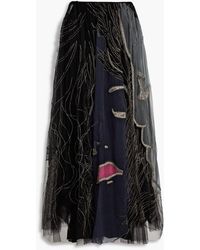Valentino Garavani - Gathered Embellished Tulle And Organza Maxi Skirt - Lyst