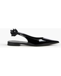 Magda Butrym - Floral-Appliquéd Patent-Leather Slingback Point-Toe Flats - Lyst