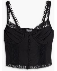 Charo Ruiz - Adri Cropped Crochet-Trimmed Cotton-Blend Top - Lyst