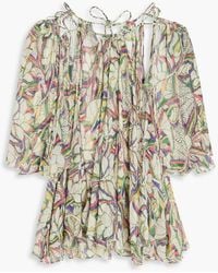 Isabel Marant - Lizy Knotted Printed Silk-crepon Blouse - Lyst