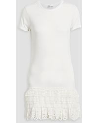 RED Valentino - Ruffled Modal-jersey, Broderie Anglaise Cotton And Tulle Mini Dress - Lyst