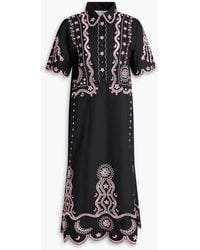 Saloni - Dree B Broderie Anglaise Cotton Midi Shirt Dress - Lyst
