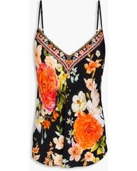 CAMILLA - Crystal-embellished Floral-print Silk Crepe De Chine Camisole - Lyst