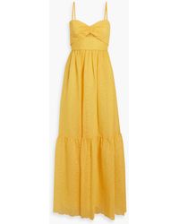 ML Monique Lhuillier - Gathered Cutout Broderie Anglaise Maxi Dress - Lyst