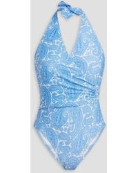 Heidi Klein - Cap mala neckholder-badeanzug aus stretch-piqué mit paisley-print - Lyst