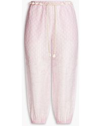 Zimmermann - Cropped Printed Linen-gauze Tapered Pants - Lyst