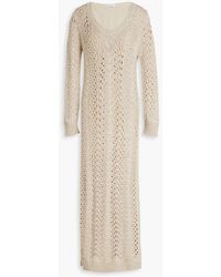 Brunello Cucinelli - Sequin-embellished Open-knit Cashmere-blend Midi Dress - Lyst