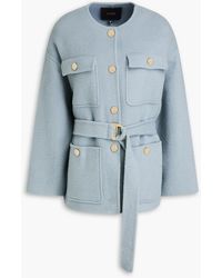 Maje - Belted Wool-blend Felt Coat - Lyst
