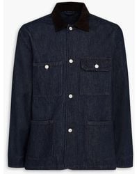 Officine Generale - Curtis Corduroy-Trimmed Denim Jacket - Lyst
