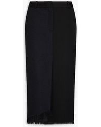 Rohe - Fringed Pinstriped Wool-blend Midi Skirt - Lyst