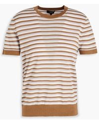 Theory - Striped Wool-blend T-shirt - Lyst