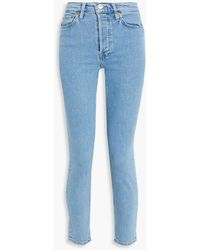 RE/DONE - 90s Cropped Distressed High-rise Slim-leg Jeans - Lyst