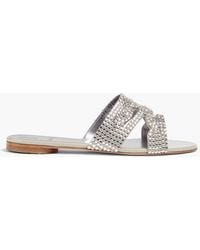 Gina - Munro Crystal-Embellished Leather Slides - Lyst