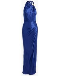 Nicholas - Draped Satin Halterneck Maxi Dress - Lyst