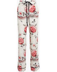 RED Valentino - Printed Silk Crepe De Chine Straight-leg Pants - Lyst