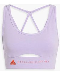 adidas By Stella McCartney - Sport-bh aus jersey aus einer modalmischung mit logoprint und cut-outs - Lyst