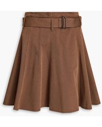 Brunello Cucinelli - Belted Cotton-blend Twill Mini Skirt - Lyst