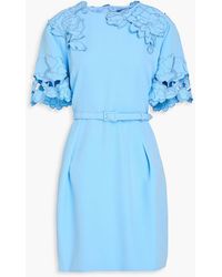 LEO LIN Chloe Floral-appliqud Crepe Mini Dress in White | Lyst LEO LIN Chloe Floral-appliqud Crepe Mini Dress in White | Lyst