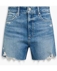 PAIGE - Dani Distressed Denim Shorts - Lyst