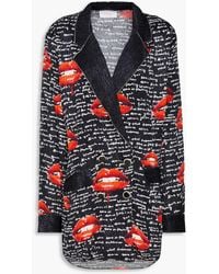CAMILLA - Doppelreihiger blazer aus glänzendem jacquard mit print - Lyst