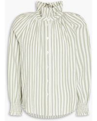 Veronica Beard - Calisto Ruffled Striped Cotton-blend Seersucker Shirt - Lyst