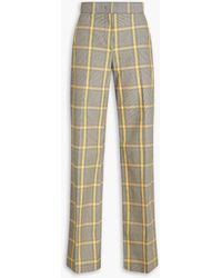MSGM - Prince Of Wales Checked Crepe Straight-leg Pants - Lyst