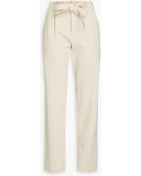 Rag & Bone - Pleated Belted Stretch-ponte Tapered Pants - Lyst