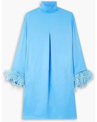 Sleeper - Party Shirt Feather-trimmed Satin Dress - Lyst