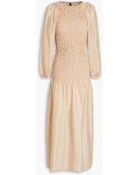 Mother Of Pearl - Ariella Shirred Lyocell-blend Voile Midi Dress - Lyst