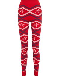 Perfect Moment Maze Stretch-jacquard leggings - Red