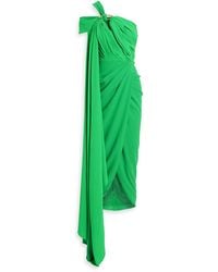 Rhea Costa - One-shoulder Draped Crepe Midi Dress - Lyst