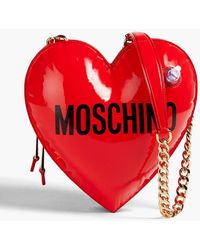 Moschino - Schultertasche aus lacklederimitat mit logoprint - Lyst