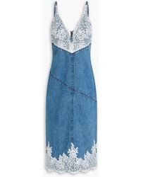 3.1 Phillip Lim - Lace-Paneled Denim Midi Slip Dress - Lyst