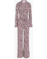 Diane von Furstenberg - Michelle Wrap-effect Printed Jersey Jumpsuit - Lyst
