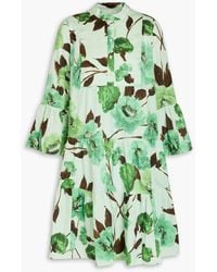 Erdem - Gestuftes hemdkleid in minilänge aus baumwollpopeline mit floralem print - Lyst